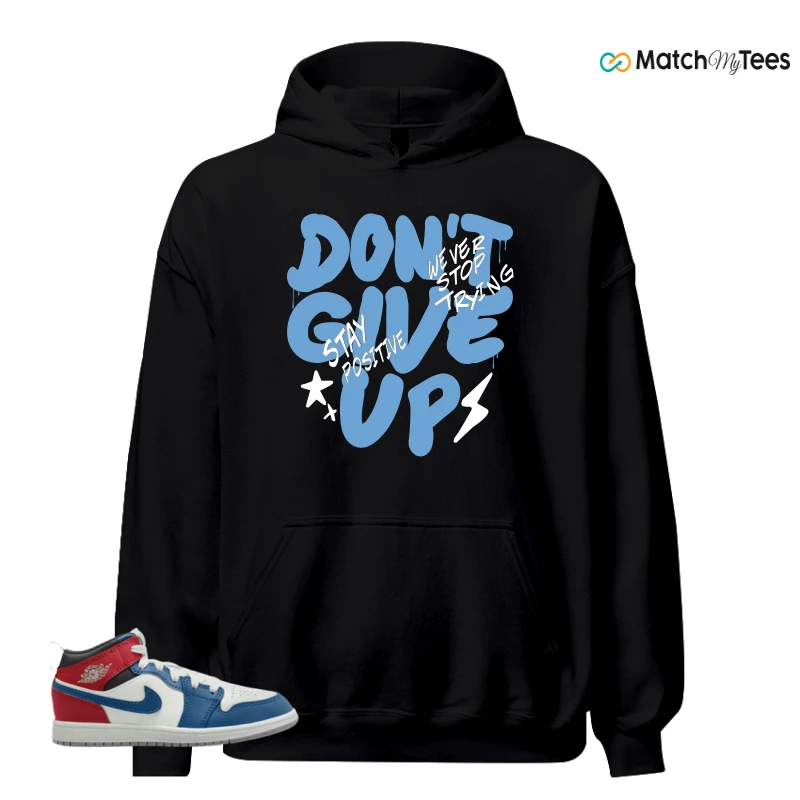 NIKE JORDAN 1 MID TRUE BLUE VARSITY RED (PS) SNEAKER Matching Tees hoodie