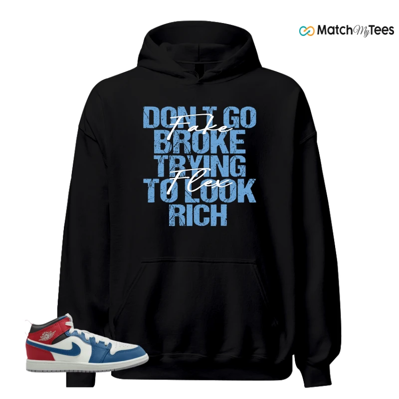 NIKE JORDAN 1 MID TRUE BLUE VARSITY RED (PS) SNEAKER Matching Tees hoodie