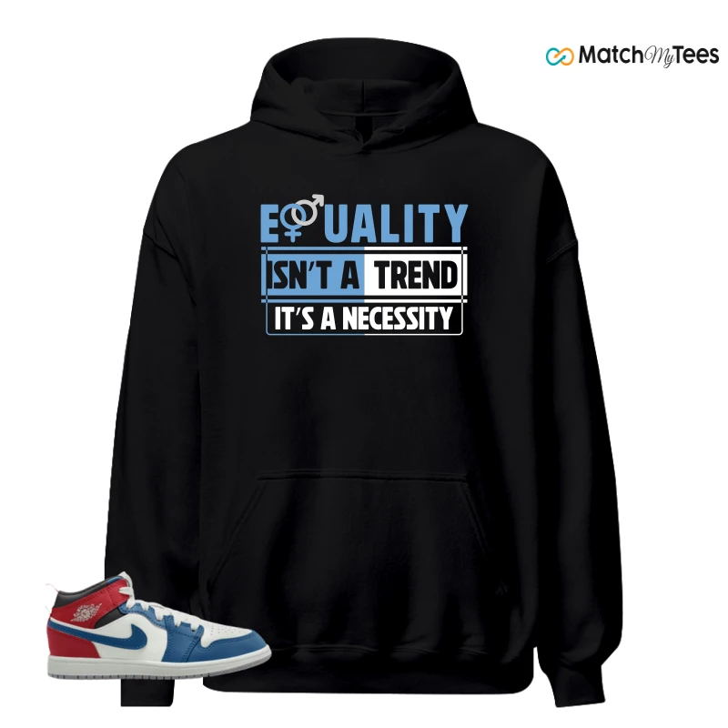 NIKE JORDAN 1 MID TRUE BLUE VARSITY RED (PS) SNEAKER Matching Tees hoodie