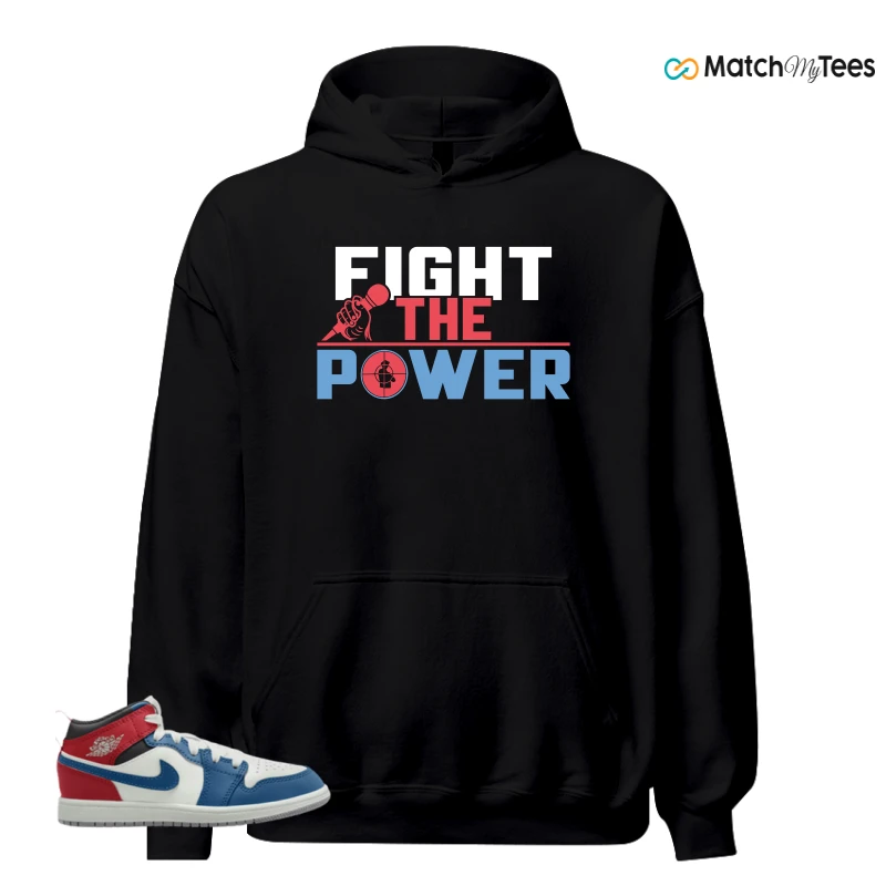 NIKE JORDAN 1 MID TRUE BLUE VARSITY RED (PS) SNEAKER Matching Tees hoodie
