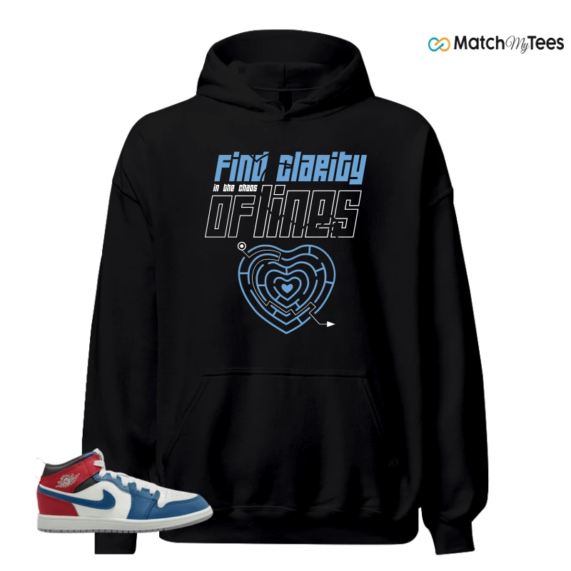 NIKE JORDAN 1 MID TRUE BLUE VARSITY RED (PS) SNEAKER Matching Tees hoodie