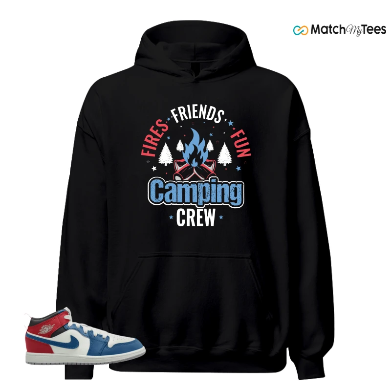NIKE JORDAN 1 MID TRUE BLUE VARSITY RED (PS) SNEAKER Matching Tees hoodie