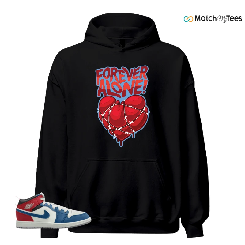 NIKE JORDAN 1 MID TRUE BLUE VARSITY RED (PS) SNEAKER Matching Tees hoodie
