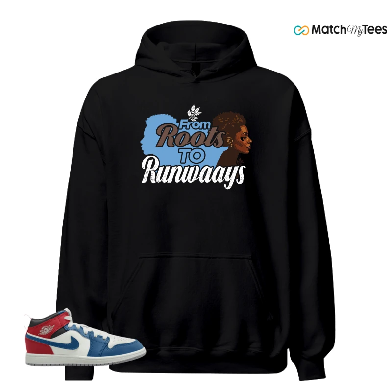 NIKE JORDAN 1 MID TRUE BLUE VARSITY RED (PS) SNEAKER Matching Tees hoodie