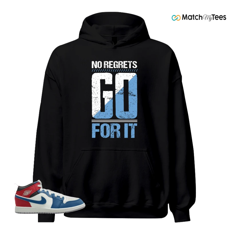 NIKE JORDAN 1 MID TRUE BLUE VARSITY RED (PS) SNEAKER Matching Tees hoodie