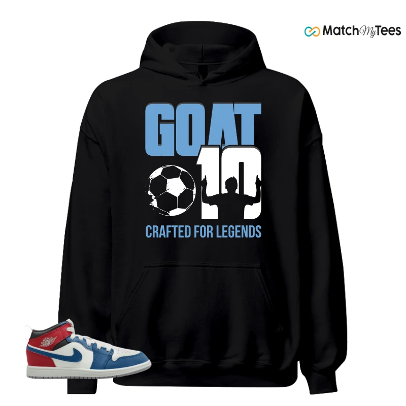 NIKE JORDAN 1 MID TRUE BLUE VARSITY RED (PS) SNEAKER Matching Tees hoodie