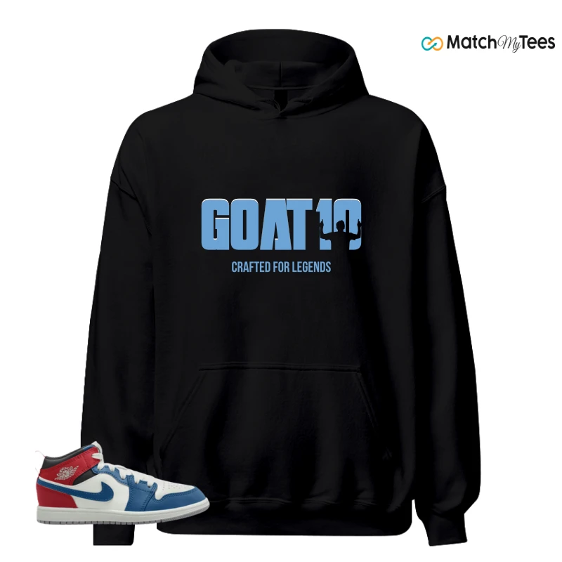 NIKE JORDAN 1 MID TRUE BLUE VARSITY RED (PS) SNEAKER Matching Tees hoodie