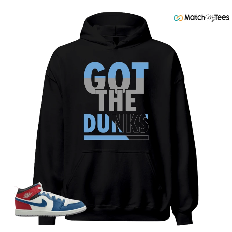 NIKE JORDAN 1 MID TRUE BLUE VARSITY RED (PS) SNEAKER Matching Tees hoodie