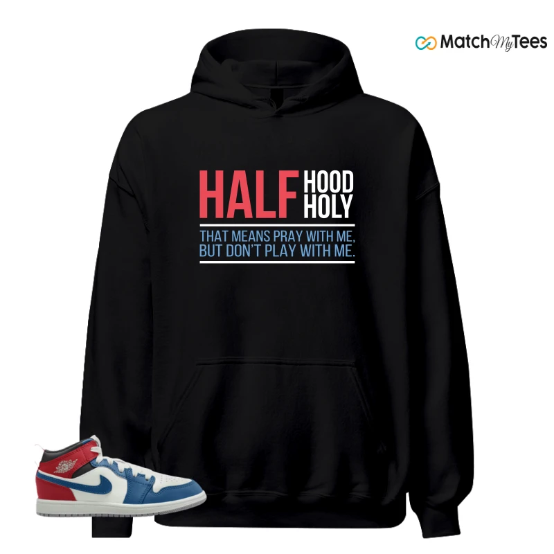 NIKE JORDAN 1 MID TRUE BLUE VARSITY RED (PS) SNEAKER Matching Tees hoodie