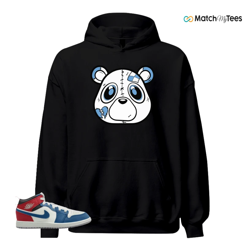 NIKE JORDAN 1 MID TRUE BLUE VARSITY RED (PS) SNEAKER Matching Tees hoodie