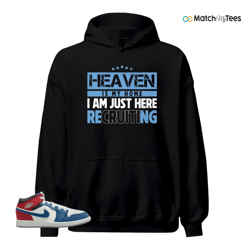 NIKE JORDAN 1 MID TRUE BLUE VARSITY RED (PS) SNEAKER Matching Tees hoodie