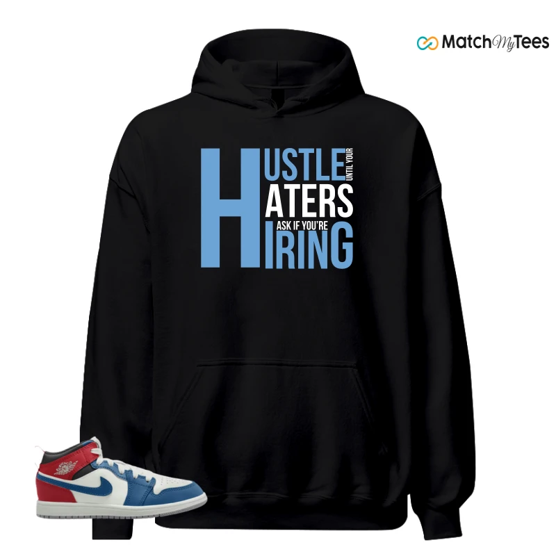 NIKE JORDAN 1 MID TRUE BLUE VARSITY RED (PS) SNEAKER Matching Tees hoodie