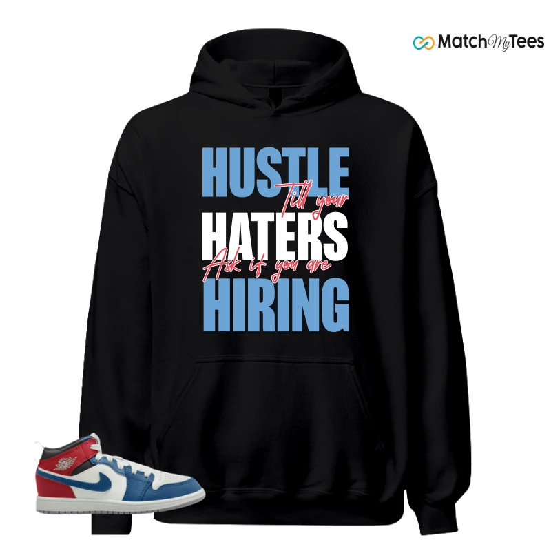 NIKE JORDAN 1 MID TRUE BLUE VARSITY RED (PS) SNEAKER Matching Tees hoodie