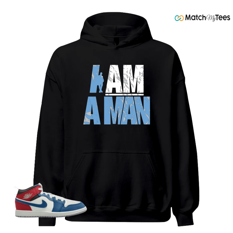 NIKE JORDAN 1 MID TRUE BLUE VARSITY RED (PS) SNEAKER Matching Tees hoodie