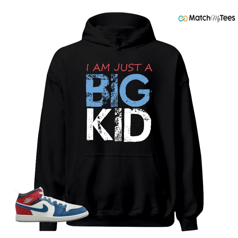 NIKE JORDAN 1 MID TRUE BLUE VARSITY RED (PS) SNEAKER Matching Tees hoodie