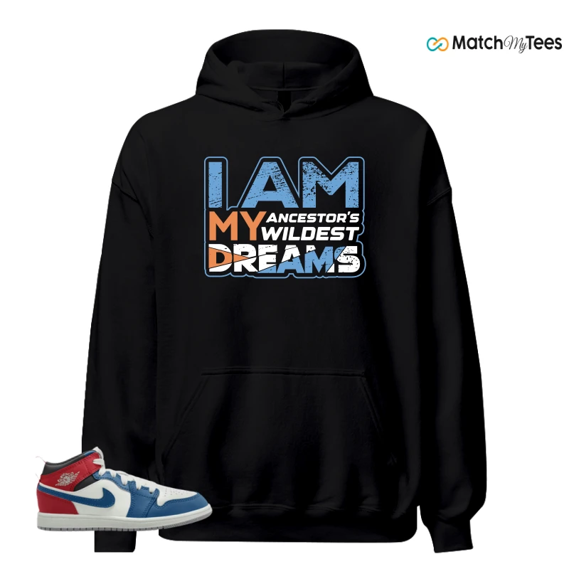 NIKE JORDAN 1 MID TRUE BLUE VARSITY RED (PS) SNEAKER Matching Tees hoodie