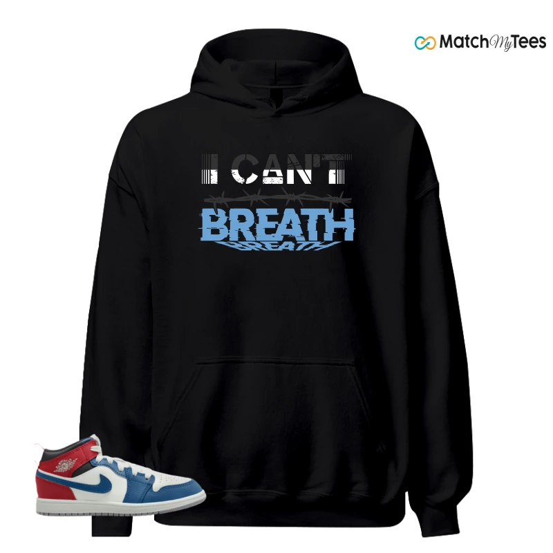 NIKE JORDAN 1 MID TRUE BLUE VARSITY RED (PS) SNEAKER Matching Tees hoodie