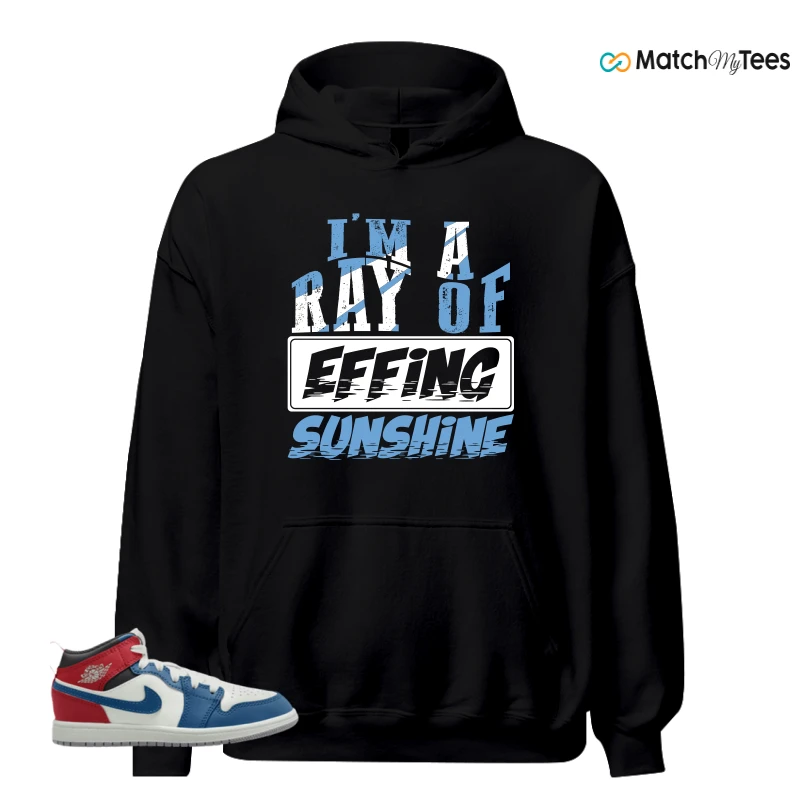 NIKE JORDAN 1 MID TRUE BLUE VARSITY RED (PS) SNEAKER Matching Tees hoodie