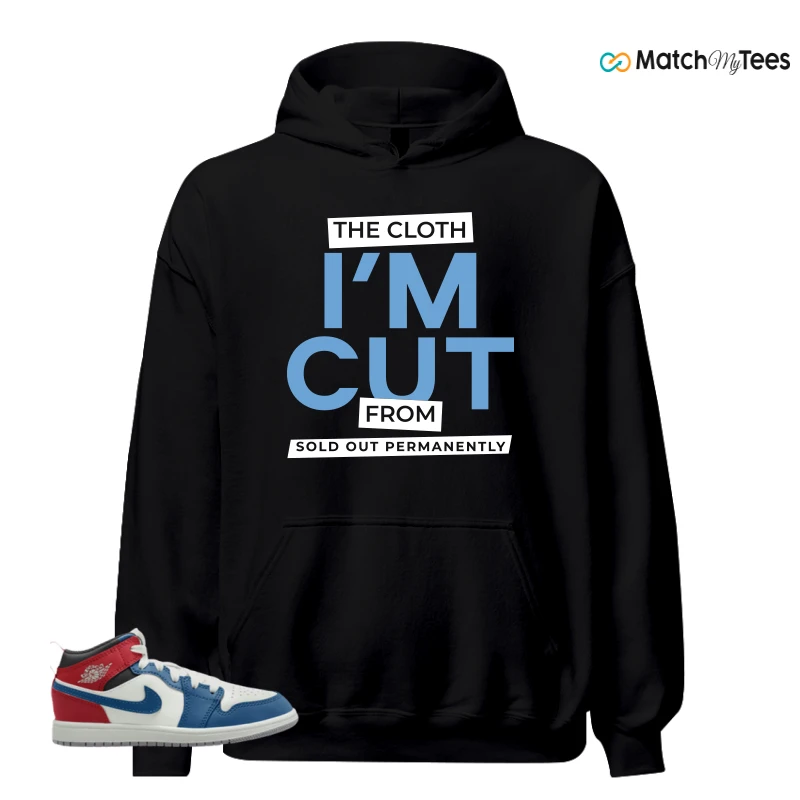 NIKE JORDAN 1 MID TRUE BLUE VARSITY RED (PS) SNEAKER Matching Tees hoodie