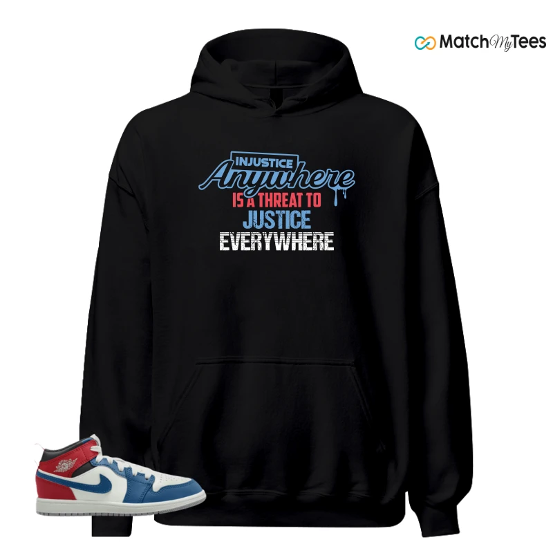 NIKE JORDAN 1 MID TRUE BLUE VARSITY RED (PS) SNEAKER Matching Tees hoodie