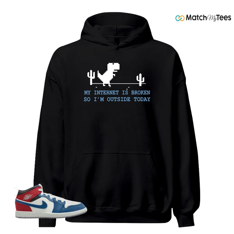 NIKE JORDAN 1 MID TRUE BLUE VARSITY RED (PS) SNEAKER Matching Tees hoodie
