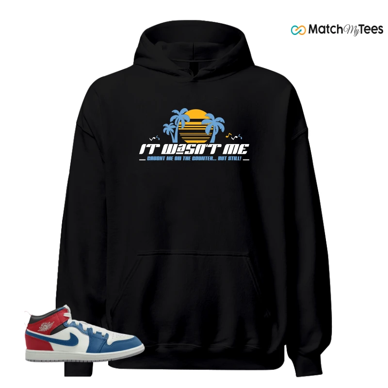 NIKE JORDAN 1 MID TRUE BLUE VARSITY RED (PS) SNEAKER Matching Tees hoodie