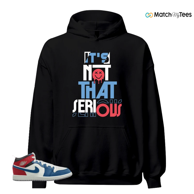 NIKE JORDAN 1 MID TRUE BLUE VARSITY RED (PS) SNEAKER Matching Tees hoodie