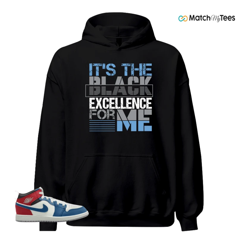 NIKE JORDAN 1 MID TRUE BLUE VARSITY RED (PS) SNEAKER Matching Tees hoodie