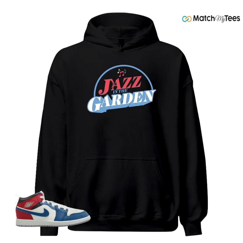 NIKE JORDAN 1 MID TRUE BLUE VARSITY RED (PS) SNEAKER Matching Tees hoodie