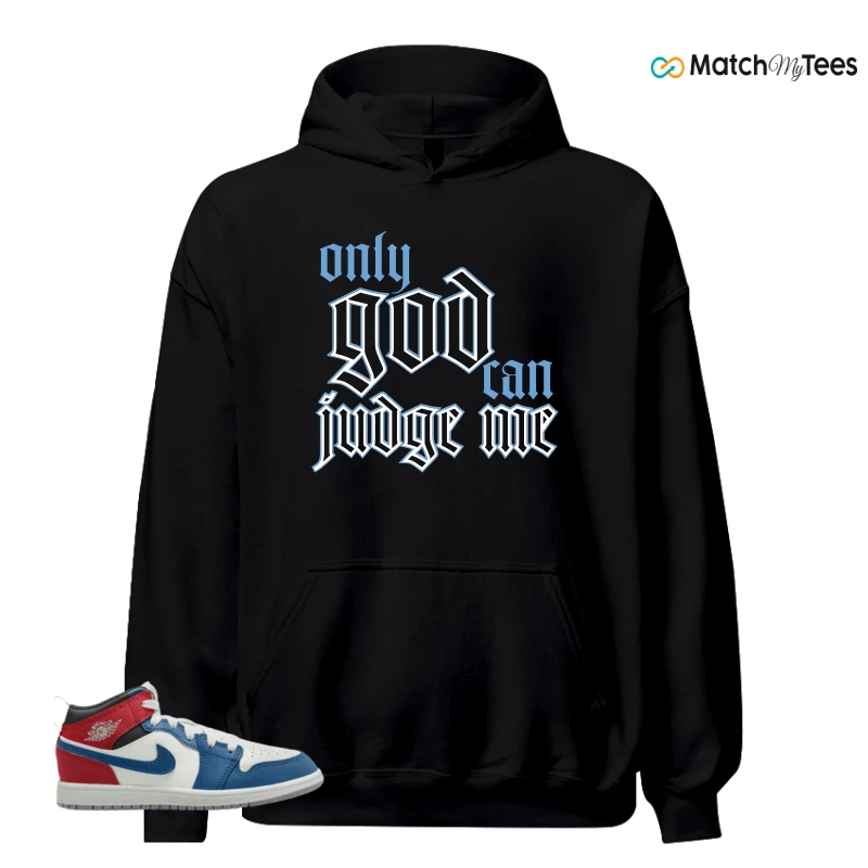 NIKE JORDAN 1 MID TRUE BLUE VARSITY RED (PS) SNEAKER Matching Tees hoodie