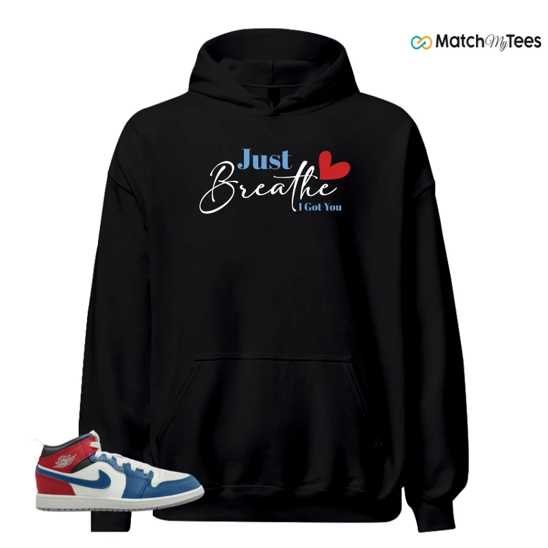 NIKE JORDAN 1 MID TRUE BLUE VARSITY RED (PS) SNEAKER Matching Tees hoodie