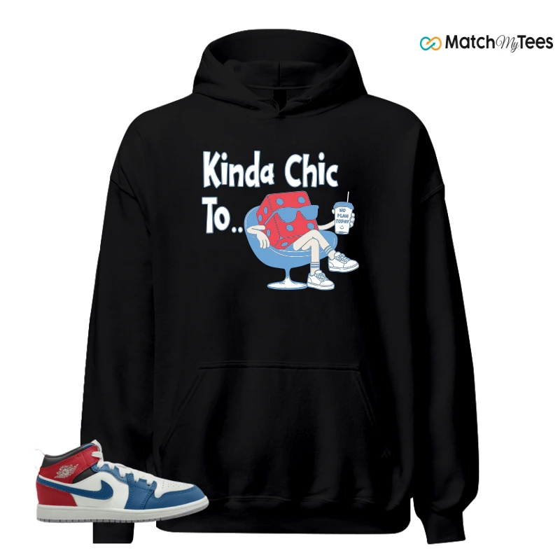 NIKE JORDAN 1 MID TRUE BLUE VARSITY RED (PS) SNEAKER Matching Tees hoodie