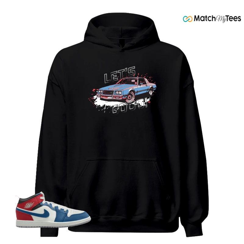 NIKE JORDAN 1 MID TRUE BLUE VARSITY RED (PS) SNEAKER Matching Tees hoodie