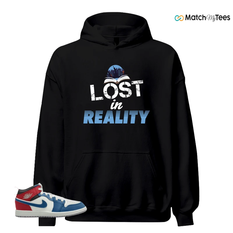 NIKE JORDAN 1 MID TRUE BLUE VARSITY RED (PS) SNEAKER Matching Tees hoodie