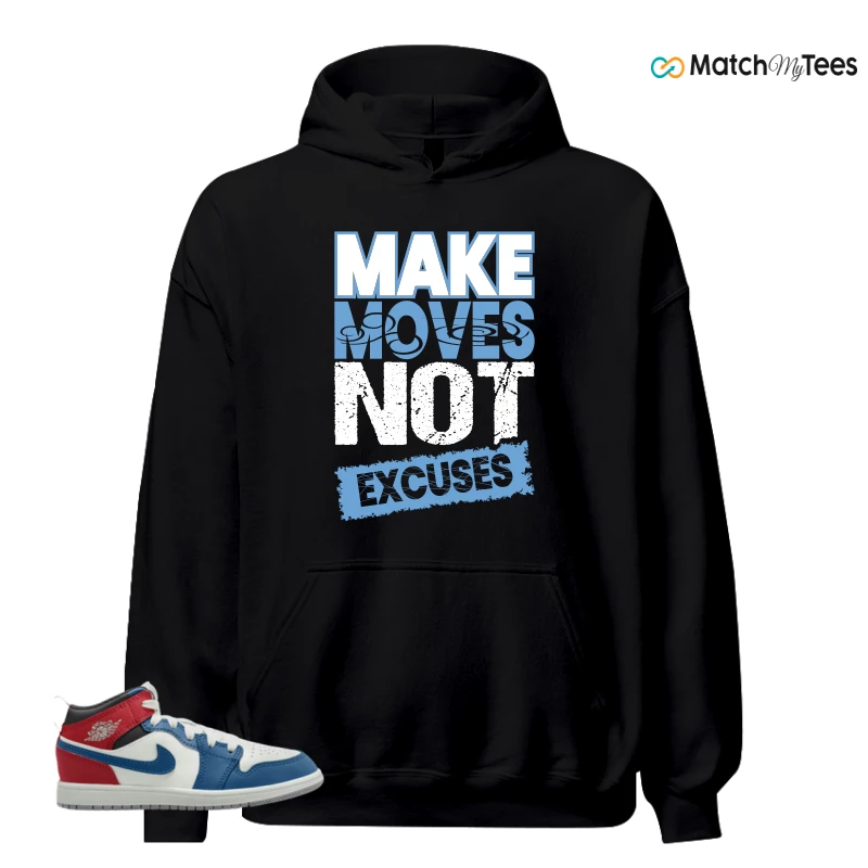 NIKE JORDAN 1 MID TRUE BLUE VARSITY RED (PS) SNEAKER Matching Tees hoodie