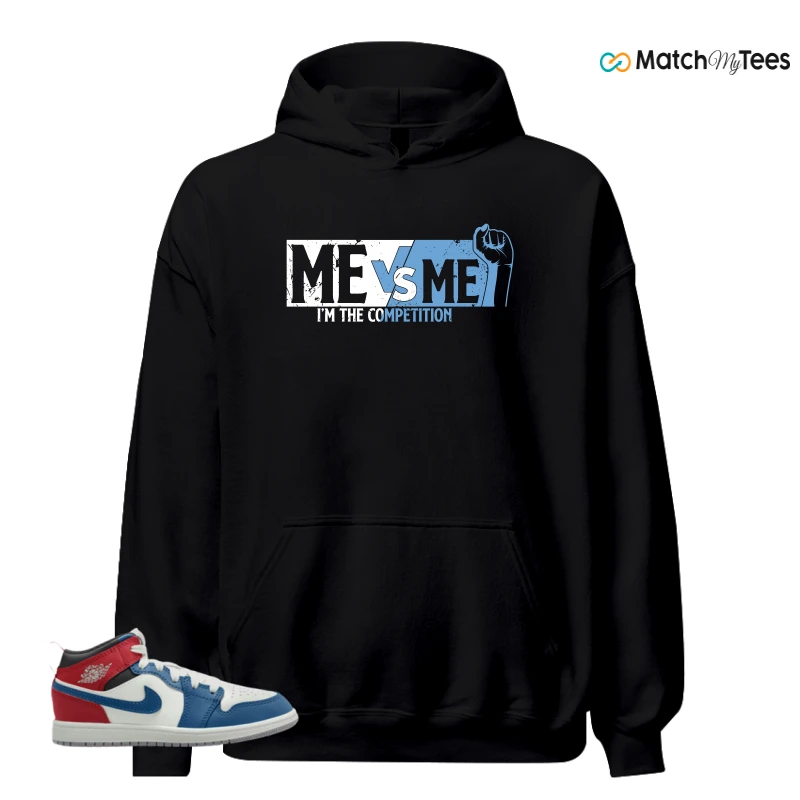 NIKE JORDAN 1 MID TRUE BLUE VARSITY RED (PS) SNEAKER Matching Tees hoodie
