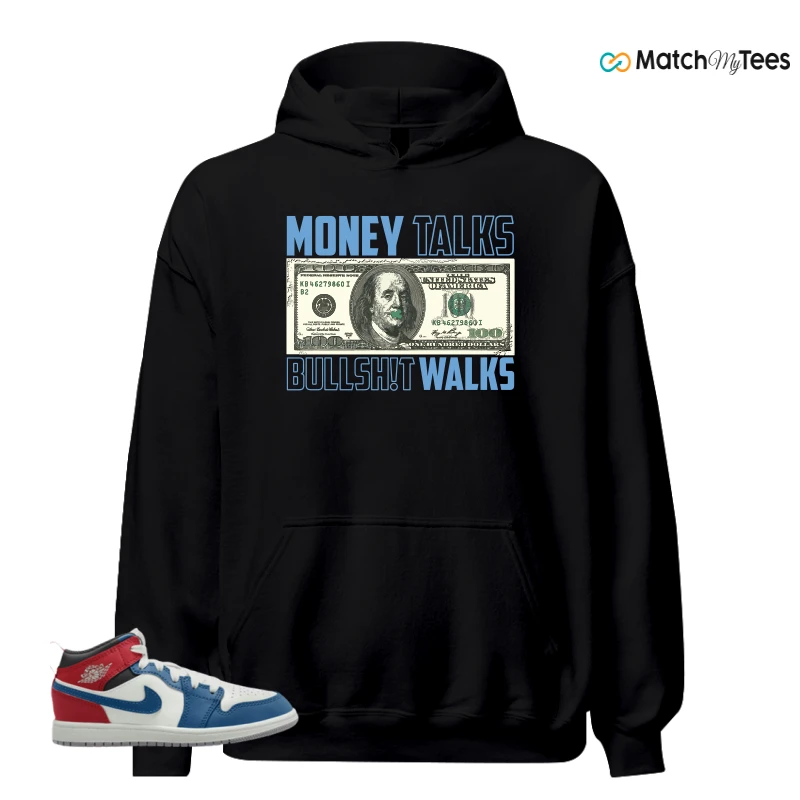 NIKE JORDAN 1 MID TRUE BLUE VARSITY RED (PS) SNEAKER Matching Tees hoodie