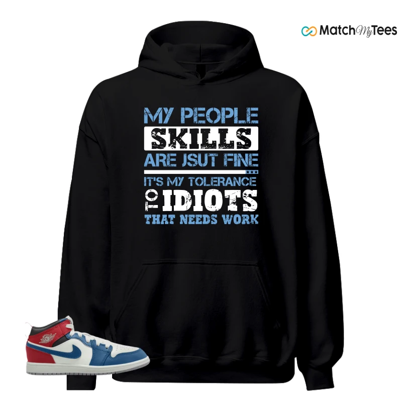 NIKE JORDAN 1 MID TRUE BLUE VARSITY RED (PS) SNEAKER Matching Tees hoodie