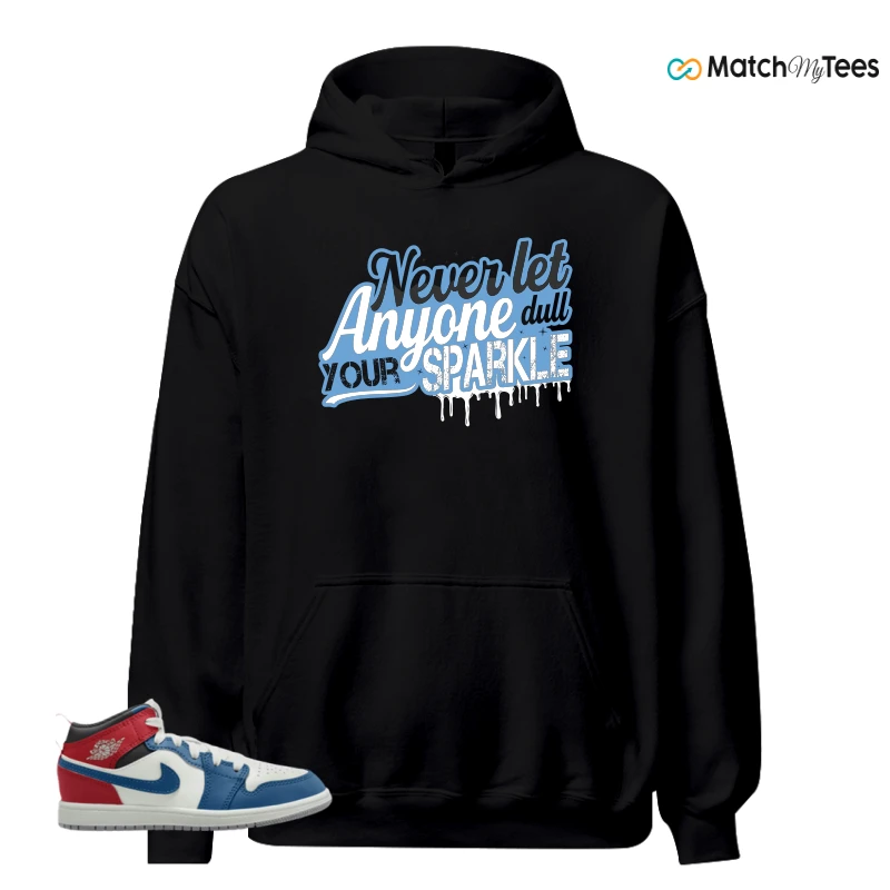 NIKE JORDAN 1 MID TRUE BLUE VARSITY RED (PS) SNEAKER Matching Tees hoodie