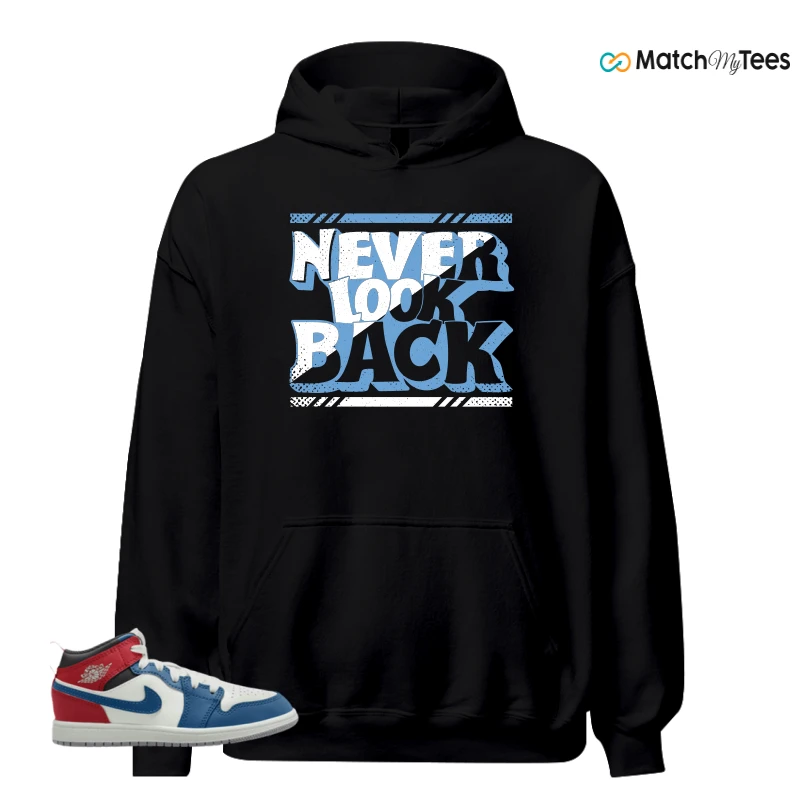 NIKE JORDAN 1 MID TRUE BLUE VARSITY RED (PS) SNEAKER Matching Tees hoodie