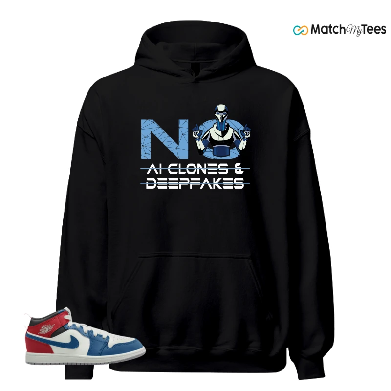 NIKE JORDAN 1 MID TRUE BLUE VARSITY RED (PS) SNEAKER Matching Tees hoodie