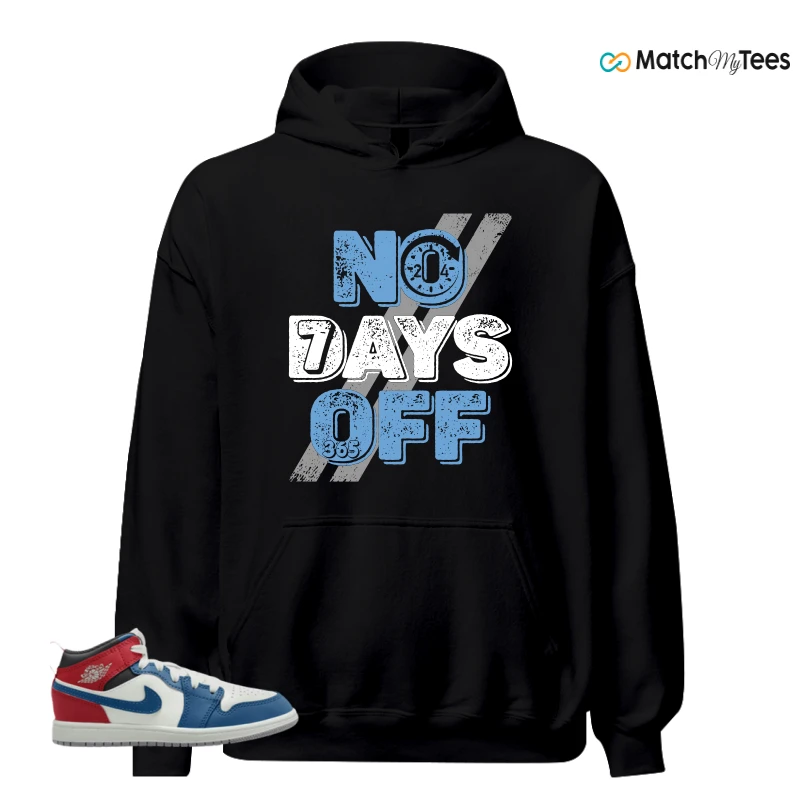 NIKE JORDAN 1 MID TRUE BLUE VARSITY RED (PS) SNEAKER Matching Tees hoodie