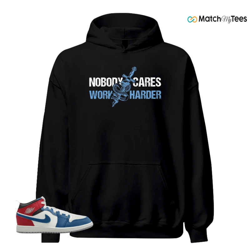 NIKE JORDAN 1 MID TRUE BLUE VARSITY RED (PS) SNEAKER Matching Tees hoodie