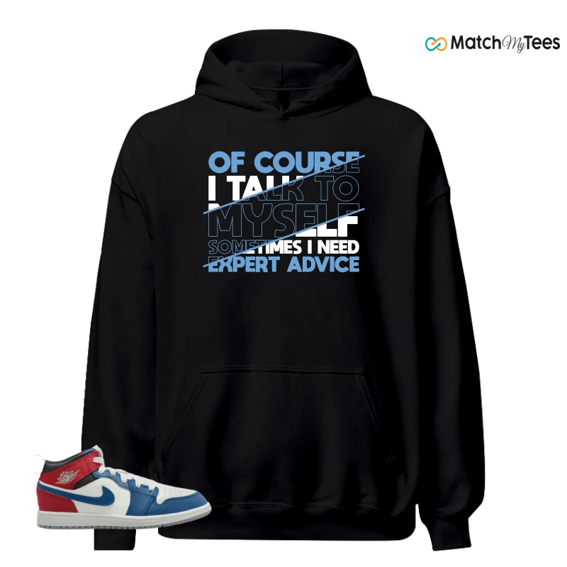 NIKE JORDAN 1 MID TRUE BLUE VARSITY RED (PS) SNEAKER Matching Tees hoodie