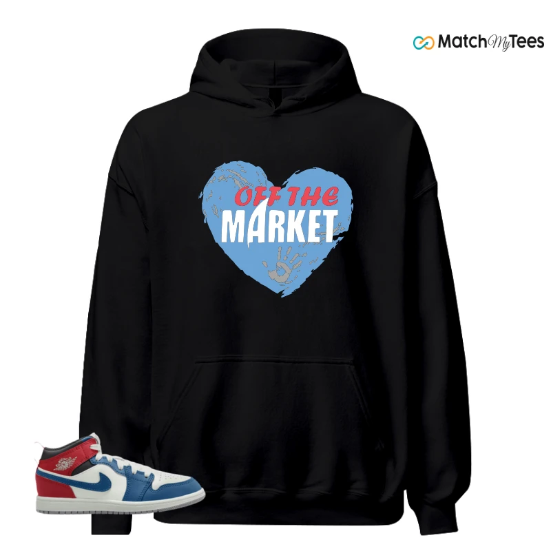 NIKE JORDAN 1 MID TRUE BLUE VARSITY RED (PS) SNEAKER Matching Tees hoodie