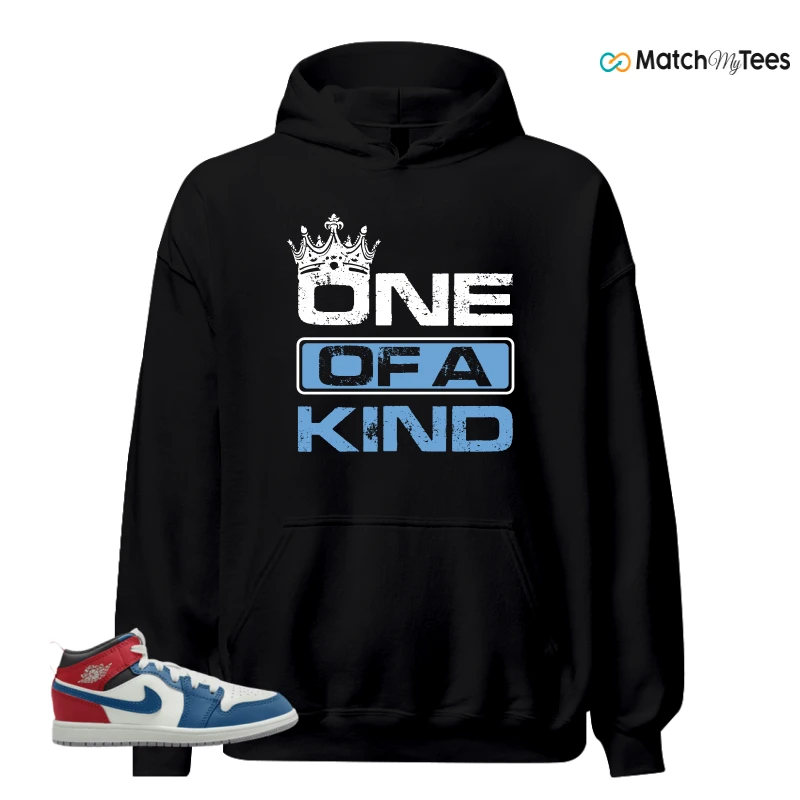 NIKE JORDAN 1 MID TRUE BLUE VARSITY RED (PS) SNEAKER Matching Tees hoodie
