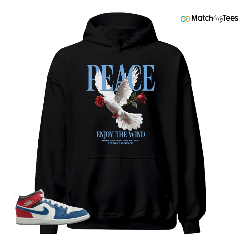 NIKE JORDAN 1 MID TRUE BLUE VARSITY RED (PS) SNEAKER Matching Tees hoodie