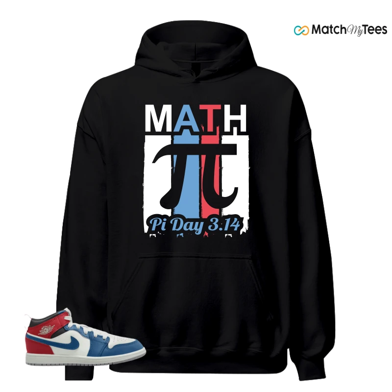 NIKE JORDAN 1 MID TRUE BLUE VARSITY RED (PS) SNEAKER Matching Tees hoodie