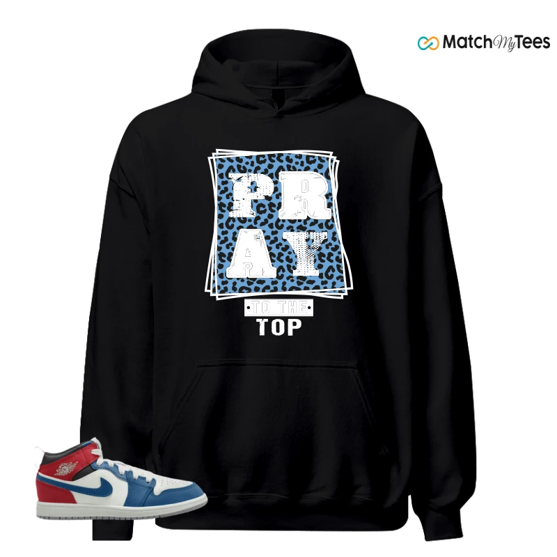 NIKE JORDAN 1 MID TRUE BLUE VARSITY RED (PS) SNEAKER Matching Tees hoodie