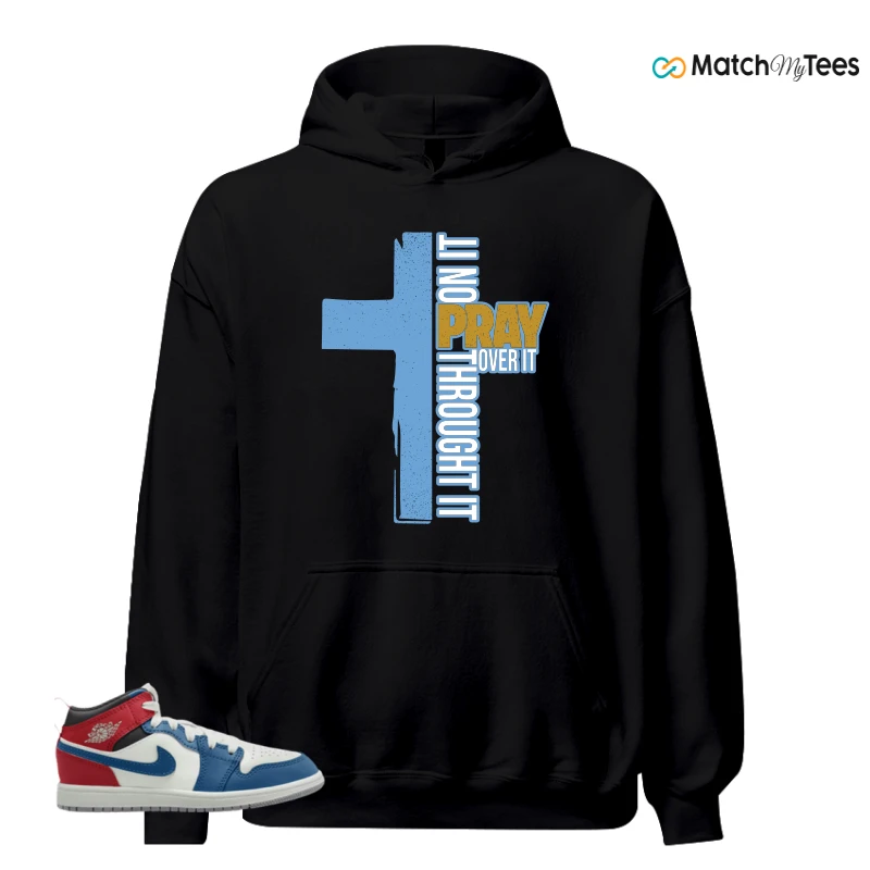NIKE JORDAN 1 MID TRUE BLUE VARSITY RED (PS) SNEAKER Matching Tees hoodie